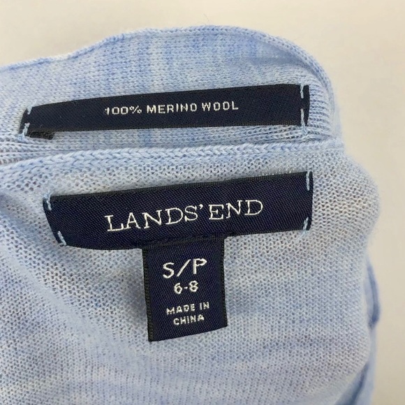 Sale🔥Lands'End 100% Merino Wool  Sweater 6-8 Blue - Picture 3 of 5